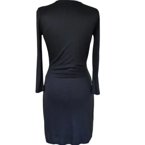 BOSS Hugo Boss Exandria V-neck Faux Wrap Midi Dress Navy long sleeve $348 - Picture 4 of 10